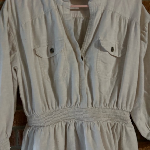 American Eagle White Cinched Cotton Midi Dress Size Medium - Picture 2 of 6